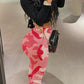 Plus Size Colorful Camouflage Wrinkled Pants
