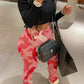 Plus Size Colorful Camouflage Wrinkled Pants
