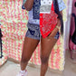 Plus Size Digital Print Patchwork Top