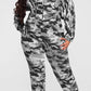 Plus Size Camouflage Hooded Pocket Two Piece Outfits