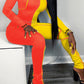 Plus Size Decorative Edge Patchwork Two Piece Sets
