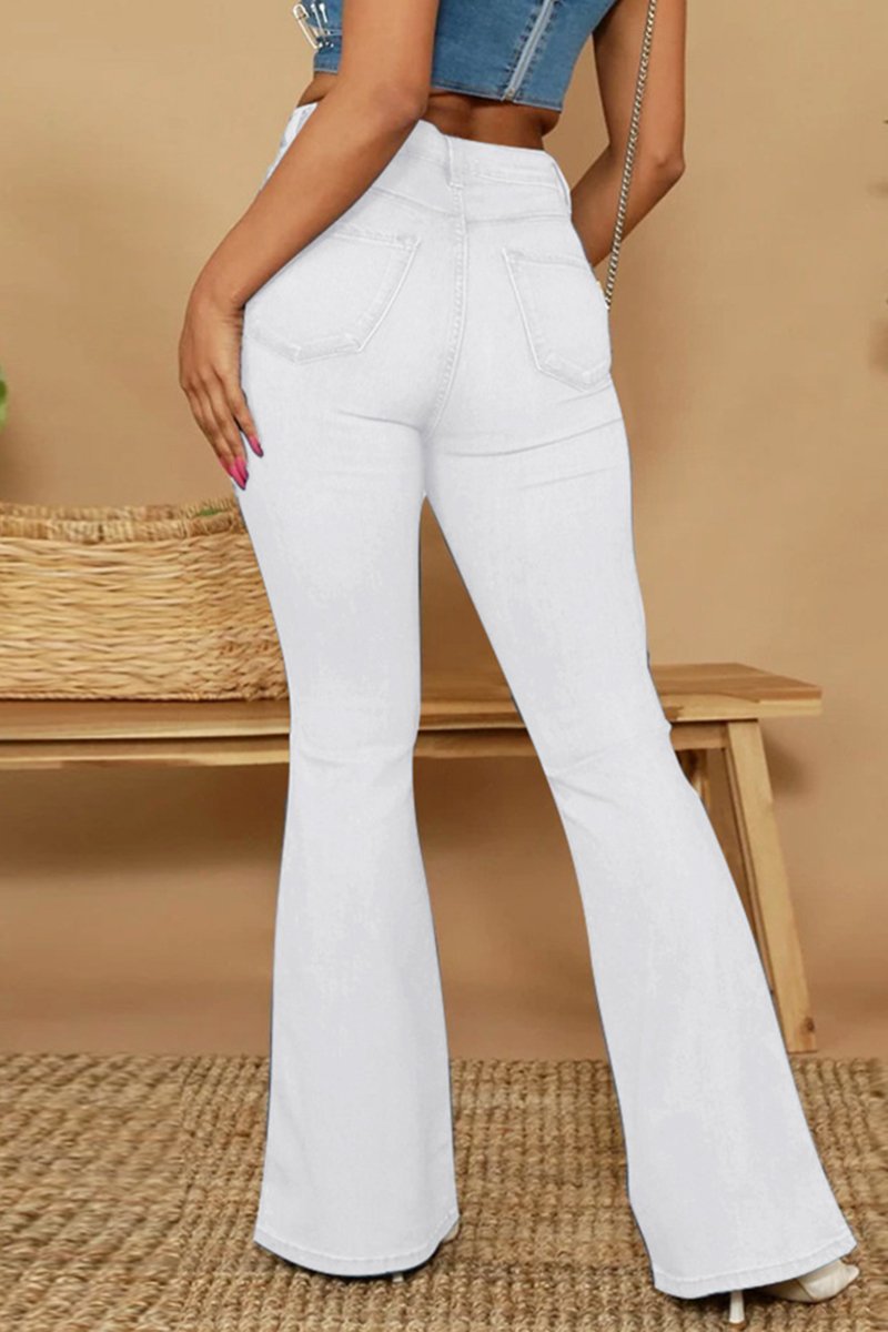 Plus Size Cutout Flared Hem Denim Pants