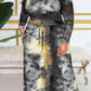 Plus Size Drawstring Tie Dye Maxi Dress