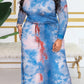 Plus Size Drawstring Tie Dye Maxi Dress
