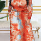 Plus Size Drawstring Tie Dye Maxi Dress