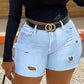 Plus Size Distressed Solid Color Denim Shorts