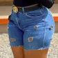 Plus Size Distressed Solid Color Denim Shorts
