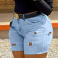 Plus Size Distressed Solid Color Denim Shorts