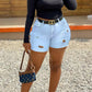 Plus Size Distressed Solid Color Denim Shorts