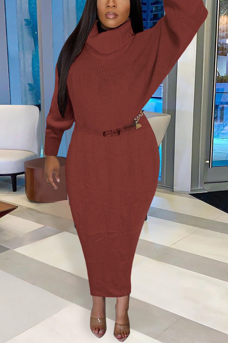Plus Size Batwing Sleeve Dress Without Belt