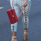 Plus Size Eyelet Detail Hole Distressed Jeans