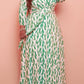 Plus Size Digital Print V Neck Lace-up Dress