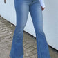 Plus Size Denim Patchwork Tassels Flare Jeans