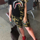 Plus Size Color Block Camouflage Print Top & Shorts
