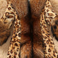 Plus Size Faux Fur Collar Leopard Print Coat
