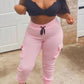 Plus Size Drawstring Waist Pocket Solid Color Pants