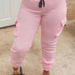 Plus Size Drawstring Waist Pocket Solid Color Pants