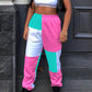 Plus Size Color Block Casual Pants