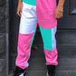 Plus Size Color Block Casual Pants