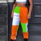 Plus Size Color Block Casual Pants