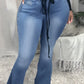 Plus Size Eyelet Detail Bandage Flare Jeans