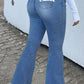 Plus Size Denim Patchwork Tassels Flare Jeans