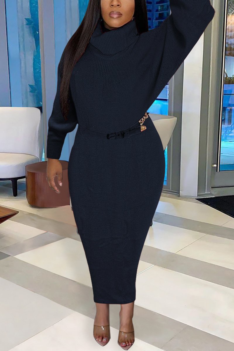 Plus Size Batwing Sleeve Dress Without Belt