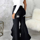 Plus Size Denim Irregular Hem Hole Flared Jeans
