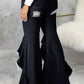 Plus Size Denim Irregular Hem Hole Flared Jeans