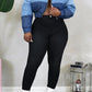 Plus Size Back Bandage Solid Color Pants