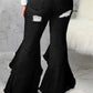 Plus Size Denim Irregular Hem Hole Flared Jeans