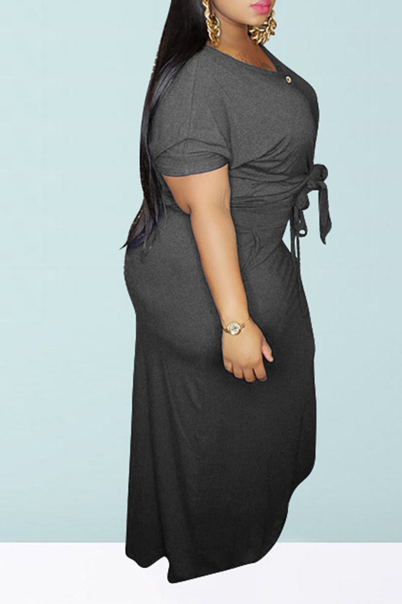 Plus Size Button Knotted Two Piece Dresses