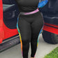 Plus Size Digital Print Patchwork Top & Pants