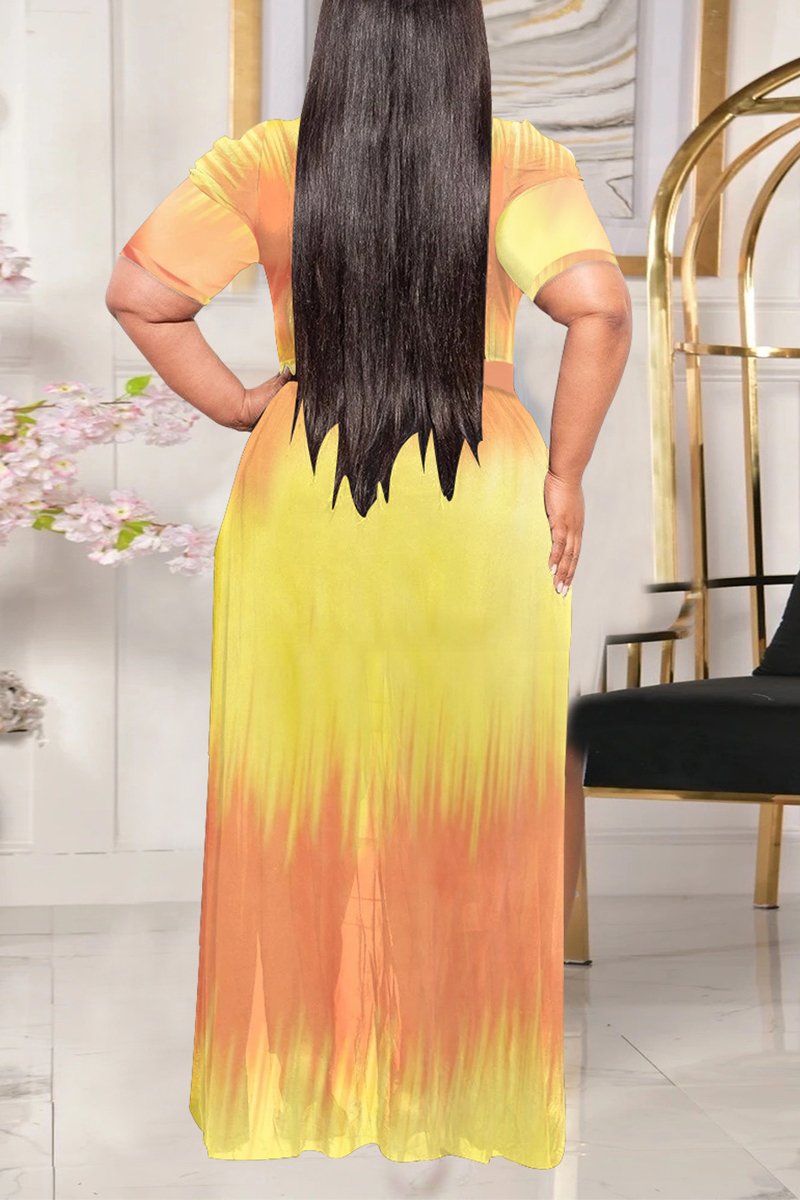 Plus Size Asymmetric Hem See-through Dress