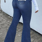 Plus Size Denim Patchwork Tassels Flare Jeans