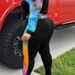 Plus Size Digital Print Patchwork Top & Pants