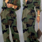 Plus Size Camouflage Print Belted Jumpsuit