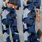 Plus Size Camouflage Print Belted Jumpsuit