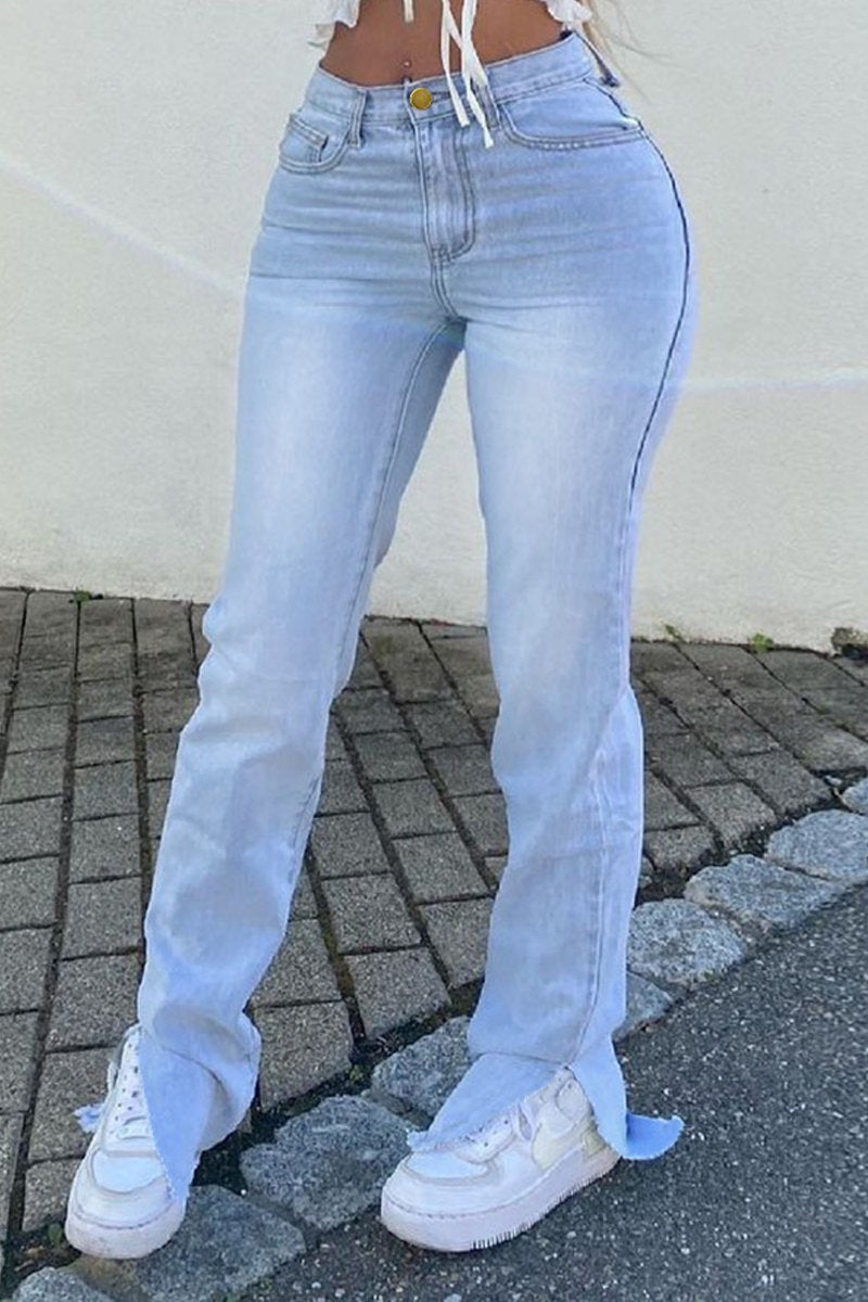 Plus Size Denim Side Slit Pocket Jeans