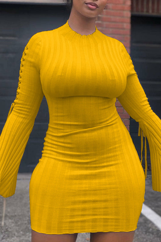 Plus Size Eyelet Detail Lace Up Mini Dress