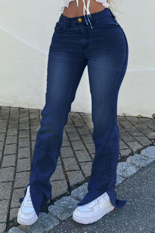 Plus Size Denim Side Slit Pocket Jeans