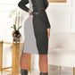Plus Size Color Patchwork Zipper Belted Dress