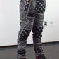 Plus Size Digital Print Pocket Drawstring Waist Pants