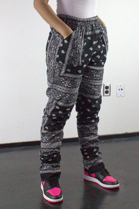 Plus Size Digital Print Pocket Drawstring Waist Pants