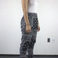 Plus Size Digital Print Pocket Drawstring Waist Pants