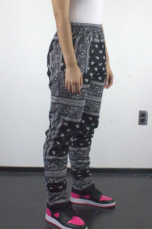 Plus Size Digital Print Pocket Drawstring Waist Pants