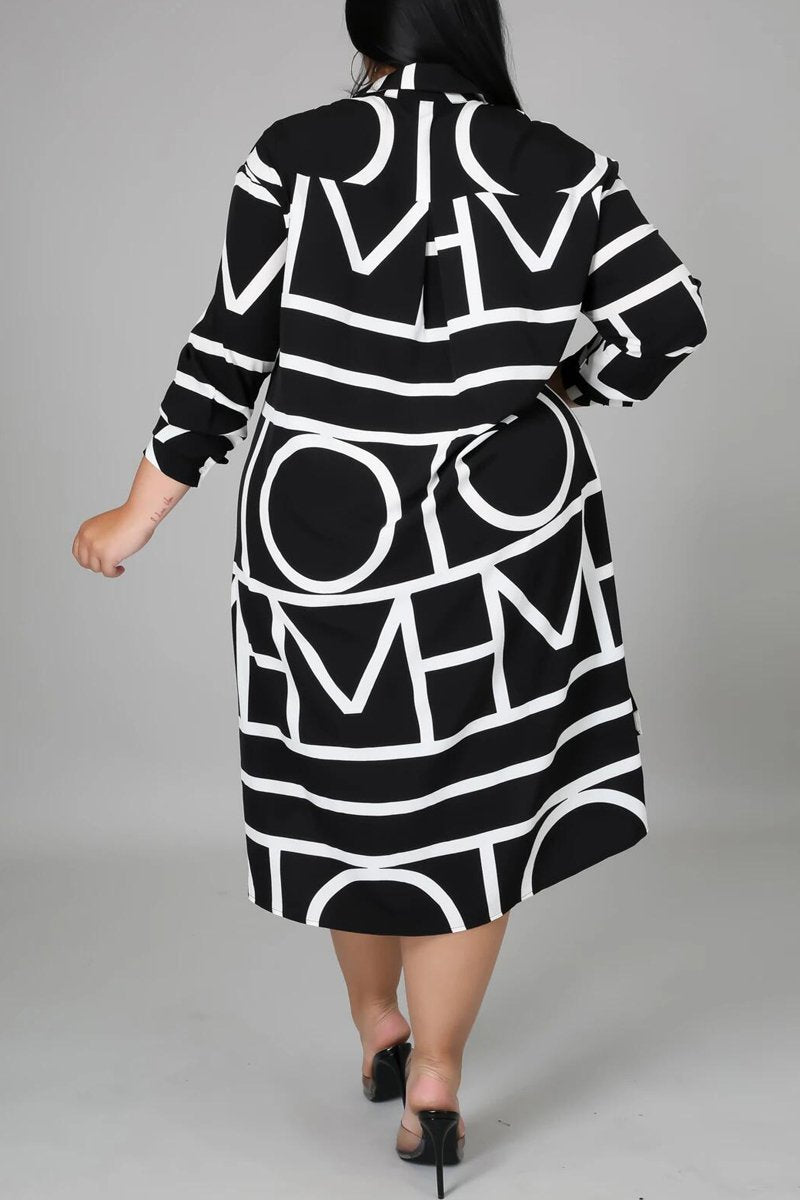 Plus Size Asymmetric Hem Turtleneck Dress