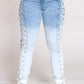 Plus Size Eyelet Detail Bandage Jeans