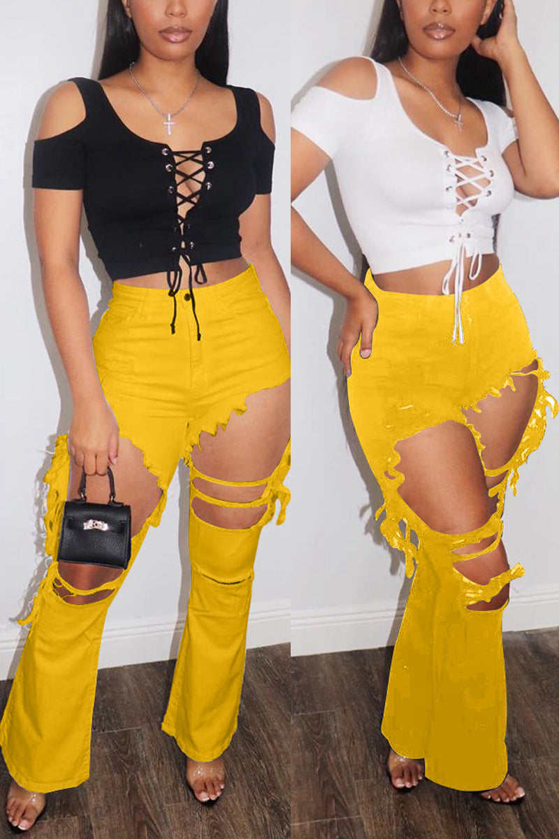 Plus Size Denim Hole Distressed Jeans