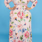 Plus Size Digital Print V Neck Lace-up Dress